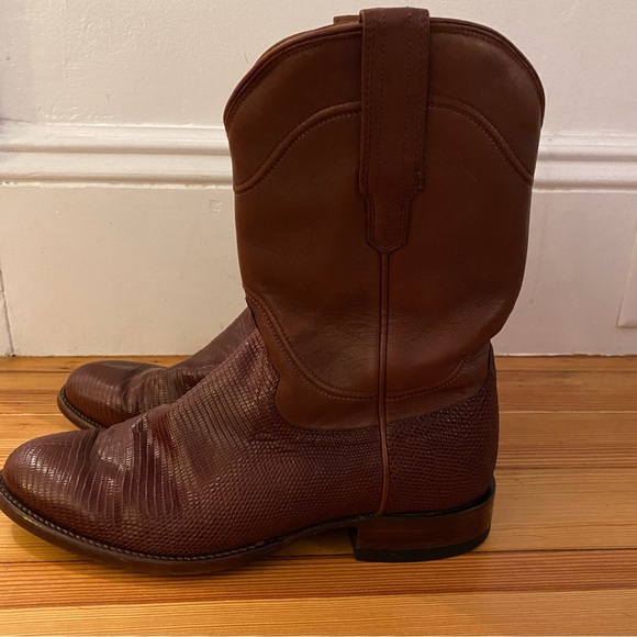 Tecovas The Nash Men’s Cowboy Boots 9.5 EE Exotic Lizard Brown Roper Made Mexico - Picture 5 of 16